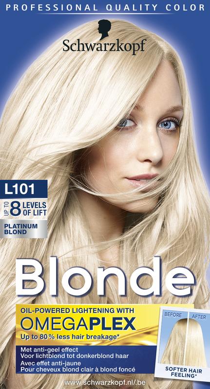 vier keer Hectare knecht Schwarzkopf Blonde haarverf platinum blond L101